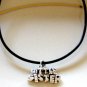 Sterling LITTLE SISTER 18 Inch Italian Black Leather Necklace