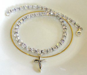 NEW BOUTIQUE CROSS CRYSTAL ANKLE BRACELET anklet with Clear Swarovski Crystal