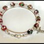 Boutique CLOISONNE and Swarovski CRYSTAL CATHOLIC ROSARY BRACELET Sterling Crucifix Lobster Clasp