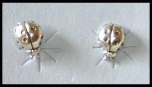 PHI MU Sorority Solid Sterling Silver LADYBUG Earrings