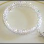 Sterling CRUCIFIX SWAROVSKI CLEAR AB 3 Strand Crystal Wrap Bracelet