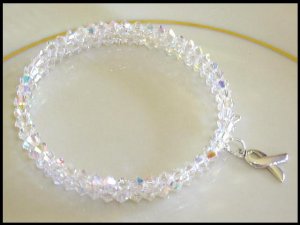 Sterling AWARENESS SWAROVSKI CLEAR AB 3 Strand Crystal Wrap Bracelet
