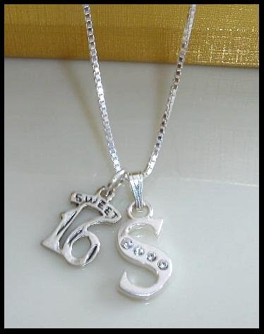 16 Inch SWEET 16 Sixteen Sterling Initial Necklace