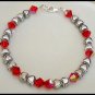 Birthstone Beaded Bracelet Swarovski Crystal Silver Tibetan Heart