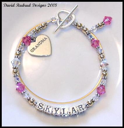 name grandmother grandma birthstone swarovski sterling bracelet crystal silver baby