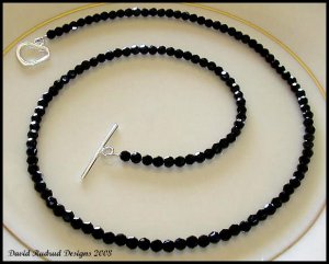 SWAROVSKI Round 16 Inch JET BLACK Crystal Necklace Sterling Silver