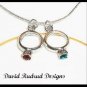 MOTHERS GIFT - 2 Baby Ring Birthstone Necklace Sterling Silver Jewelry