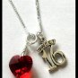 BIRTHSTONE Sweet 16 16th Birthday Necklace Sterling Silver
