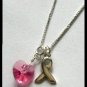 BIRTHSTONE with Cancer Awareness Necklace Sterling Silver Swarovski