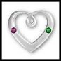 2 Bithstone Sterling Silver Baby Mothers Heart 18 In Necklace Gift