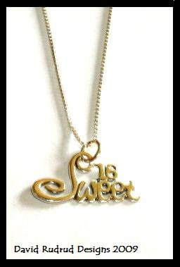 SALE - Solid Sterling Silver SWEET 16 Charm Necklace 16 Inches