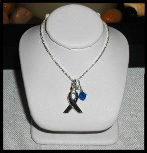 Custom (Your Choice) Cancer Awareness Necklace 18 In. Sterling Silver