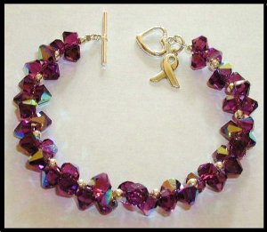 FIBROMYALGIA Awareness Bracelet Swarovski Crystal & Sterling Silver