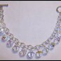 Swarovski Crystal Clear AB Sterling Silver Charm Bracelet 7 1/2 inches