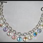 Swarovski Crystal Clear AB Sterling Silver Charm Bracelet 7 1/2 inches