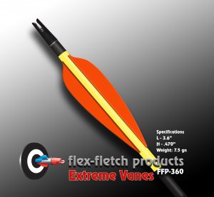Extreme Vanes-Blaze Orange FFP-360X Flex-Fletch archery, vanes, hunting, arrows, target, fletching