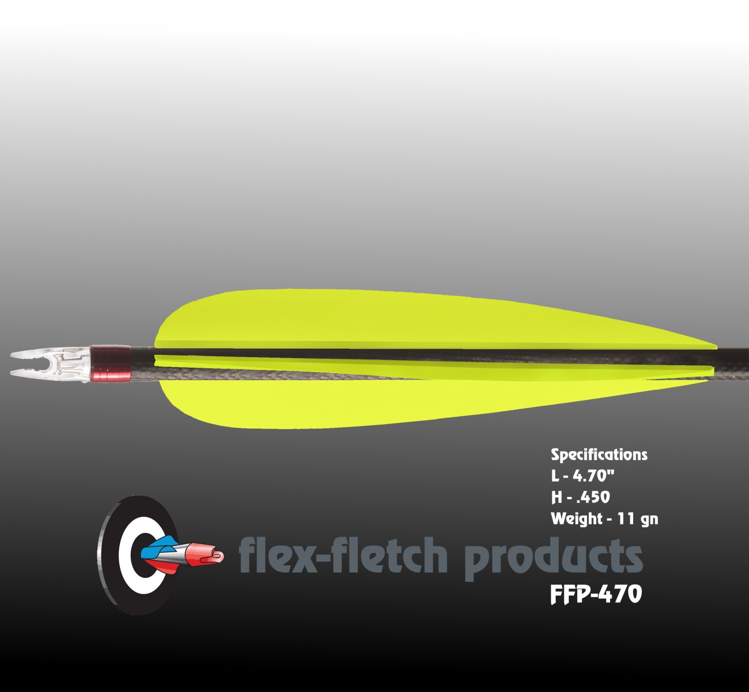 FFP470 Florescent Yellow FlexFletch, archery, vanes, hunting, arrows, target, fletching