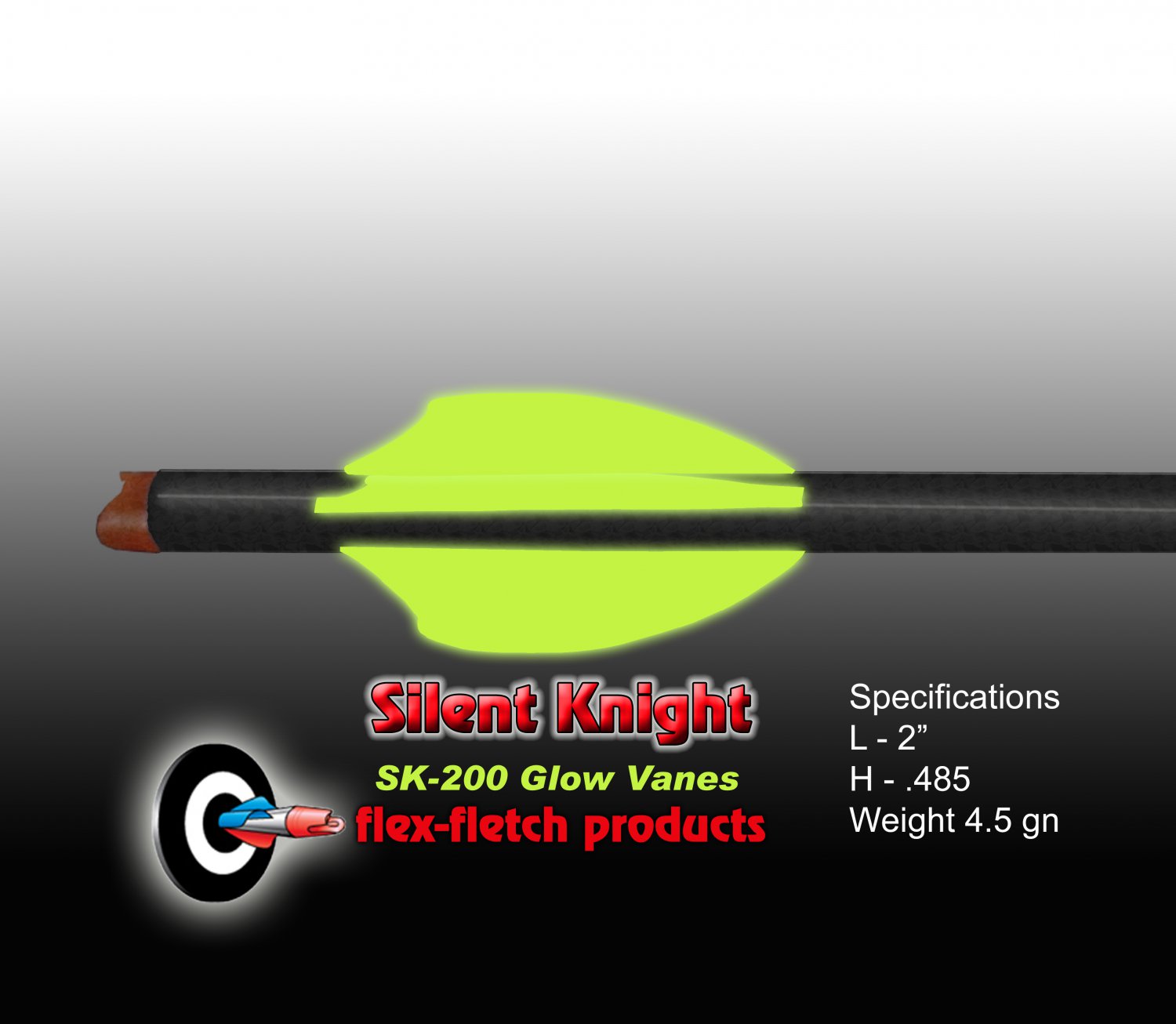 Silent Knight Crossbow Vanes, SK200, Glow, 12pk, FlexFletch, Crossbow