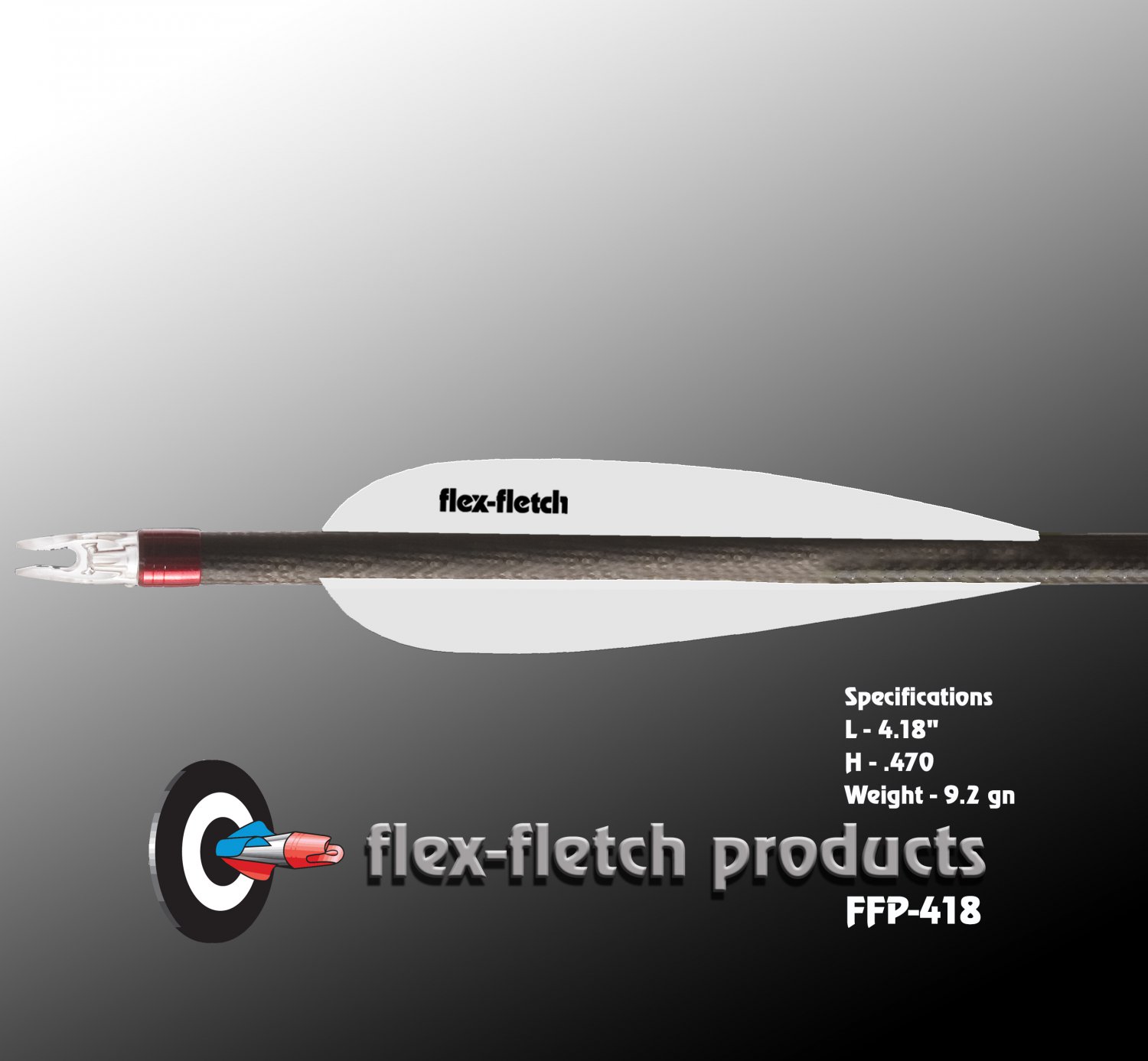 White FFP418 FlexFletch archery, vanes, hunting, arrows, target
