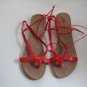 Women's Red Wrap Up Sandals Size 9-10 (Large)