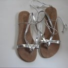 Women's Silver Wrap Up Sandals Size 9-10 (Large)