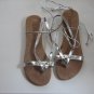 Women's Silver Wrap Up Sandals Size 9-10 (Large)