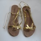 Women's Gold Wrap Up Sandals Size 9-10 (Large)