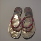 Women's Gold and Fuschia Sunny Feet Brand Sandals Size 10