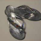 Women's Silver Bamboo Brand Jeweled Sandals Size 9