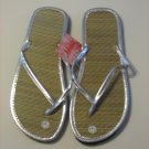 Women's Silver Bamboo Flip Flops Size 6
