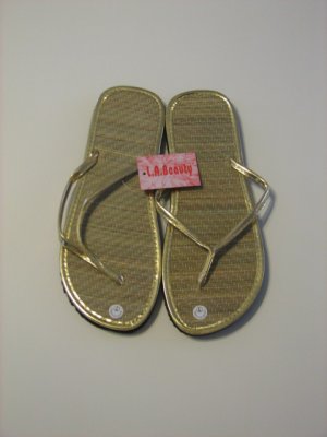 Women's Gold Bamboo Flip Flops Size 8