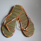 Women's Flip Flops Printed Orange Bamboo Size 9