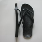 Women's Flip Flops Black Comfort with Glitter Thong Size 9-10