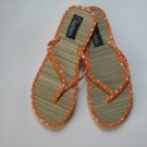 Women's Flip Flops Bamboo Like Orange with White Stars Thong Size 9-10 (Large)