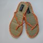 Women's Flip Flops Bamboo Like Orange with White Stars Thong Size 9-10 (Large)