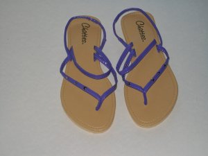 Women's Purple Thin Patent Strap Thong Sandals with Studs Size 11 (X-Large)