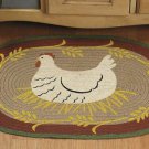 Primitive Country Hen on Nest Braided Rug Chicken NEW