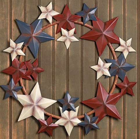 wreath metal barn star americana patriotic july hanging primitive country 4th mesh deco bow usa picclick