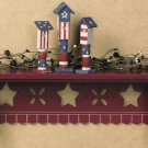 Primitive Country Americana Barn Red Wall Shelf Star Cutouts