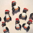 CHRISTMAS PENGUIN Lampwork Bead Lot Santa Hats 24