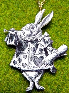 White Rabbit on Trumpet Necklace