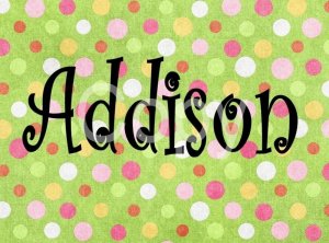 Custom Name Initial Scrabble Tile Pendant Multicolored Polka Dots Image 12