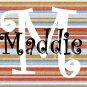 Custom Name Initial Scrabble Tile Pendant Stripe Image 9