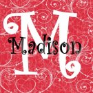 Custom Name and Initial Scrabble Tile Pendant Red Swirl Image 5
