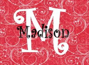 Custom Name and Initial Scrabble Tile Pendant Red Swirl Image 5