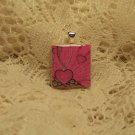 New Scrabble Tile Pendant Black Pink Swirl Heart  1