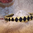 NEW BRAIDED HAIR HEADBAND BLACK AND YELLOW DIAMOND