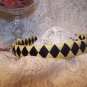 NEW BRAIDED HAIR HEADBAND BLACK AND YELLOW DIAMOND