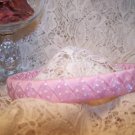 NEW BRAIDED HAIR HEADBAND PINK AND WHITE POLKA DOTS