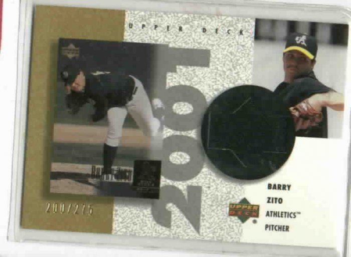 2002 Upper Deck Barry Zito Jersey Card ERROR #D / 275 Reverse Negative Oakland A's